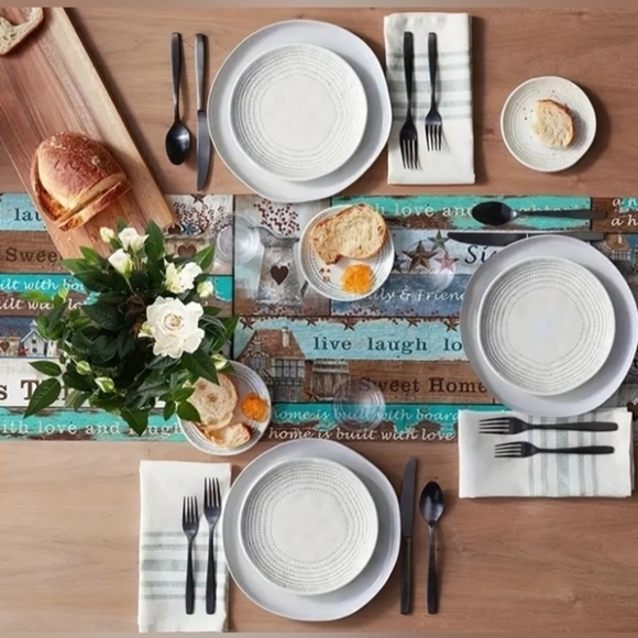 Vintage Wooden Barn Star Table Runner with Blessing‎ Slogan. 13x72. New NWT. - Picture 5 of 7